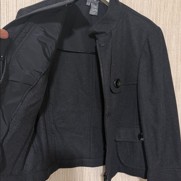 per se Gray wool cashmere blend cropped bomber jacket size 12 - Picture 9 of 10